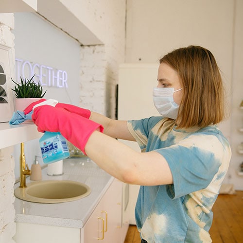 woman cleaning