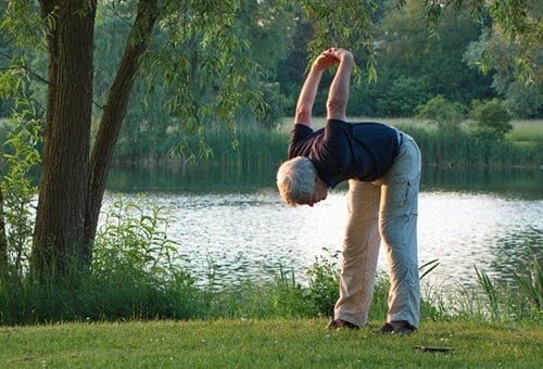 man stretching