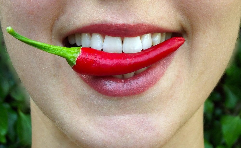 chili in mouth