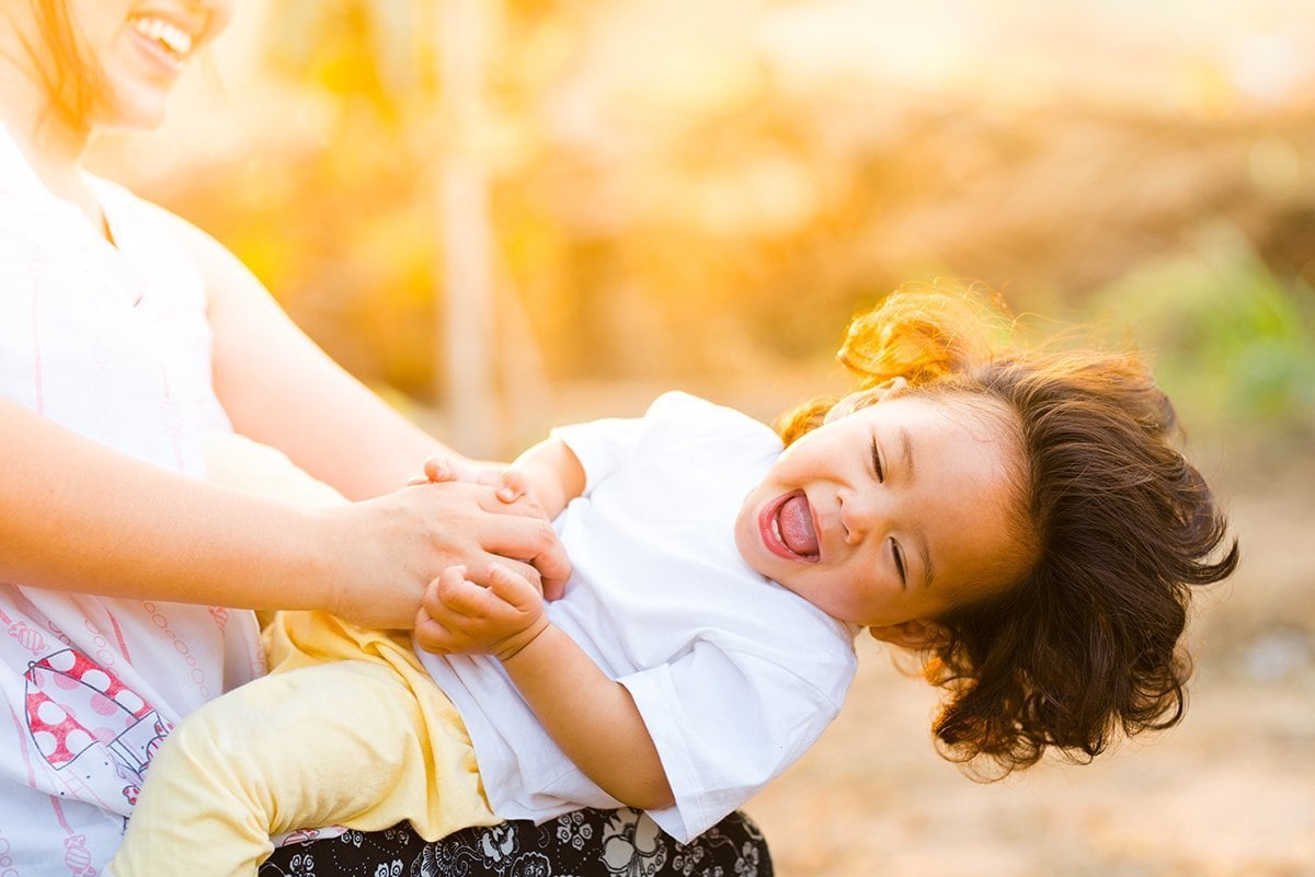 young girl with mother