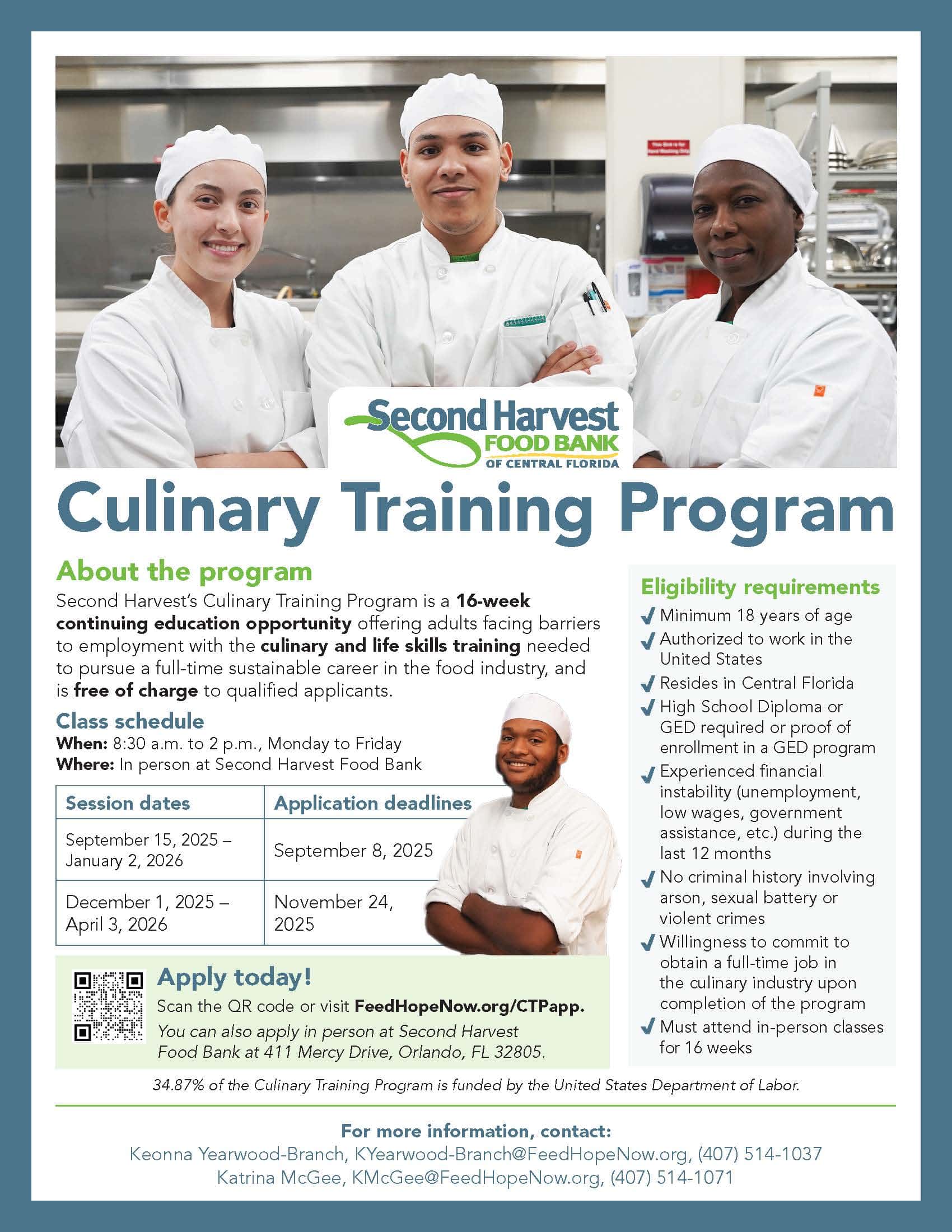 SHFB Culinary Training Program Flyer 2025