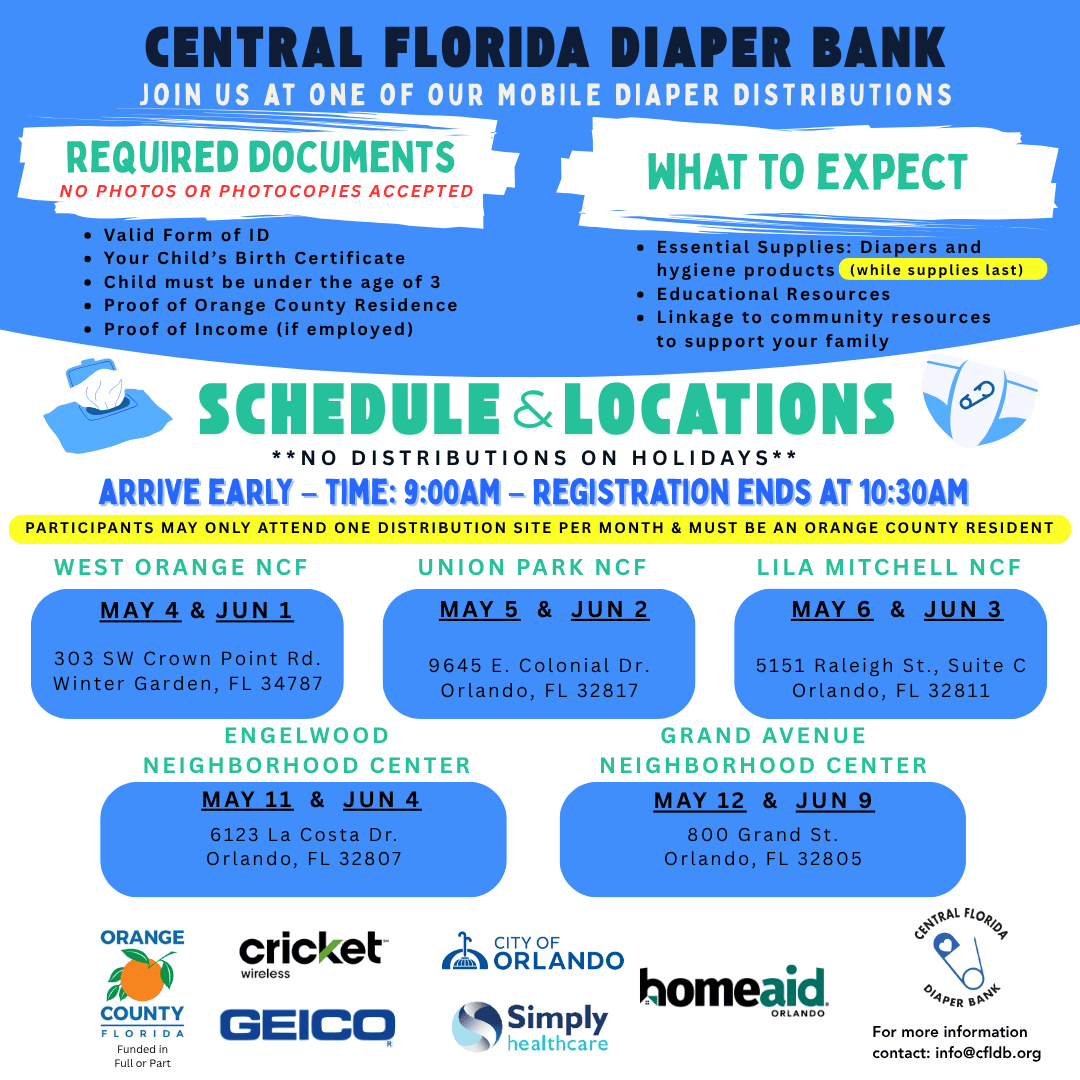 Diaper Bank May-Jun 2026 Distribution Schedule